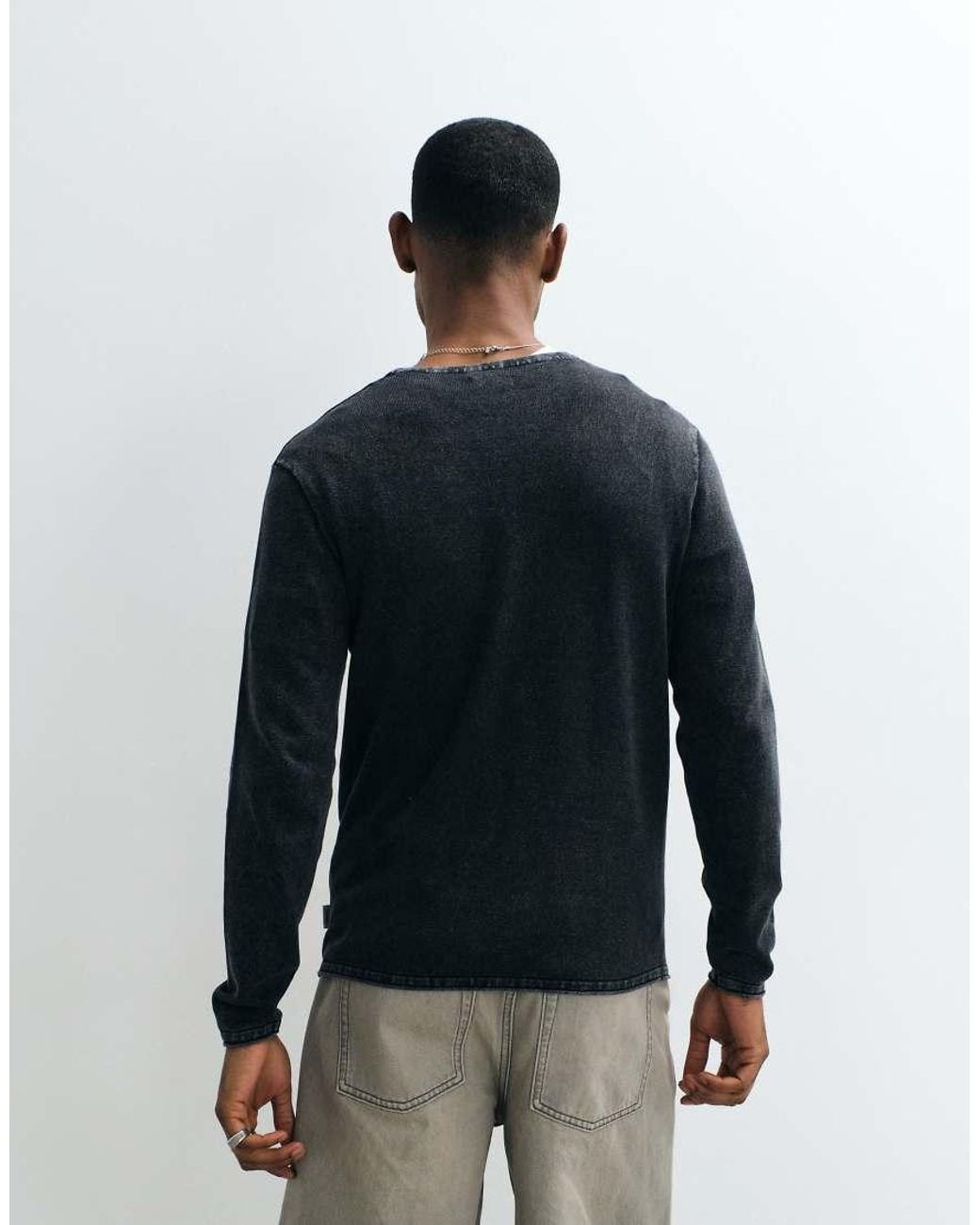 JJ Rebel Blue Crew Neck Fine Jumper for men