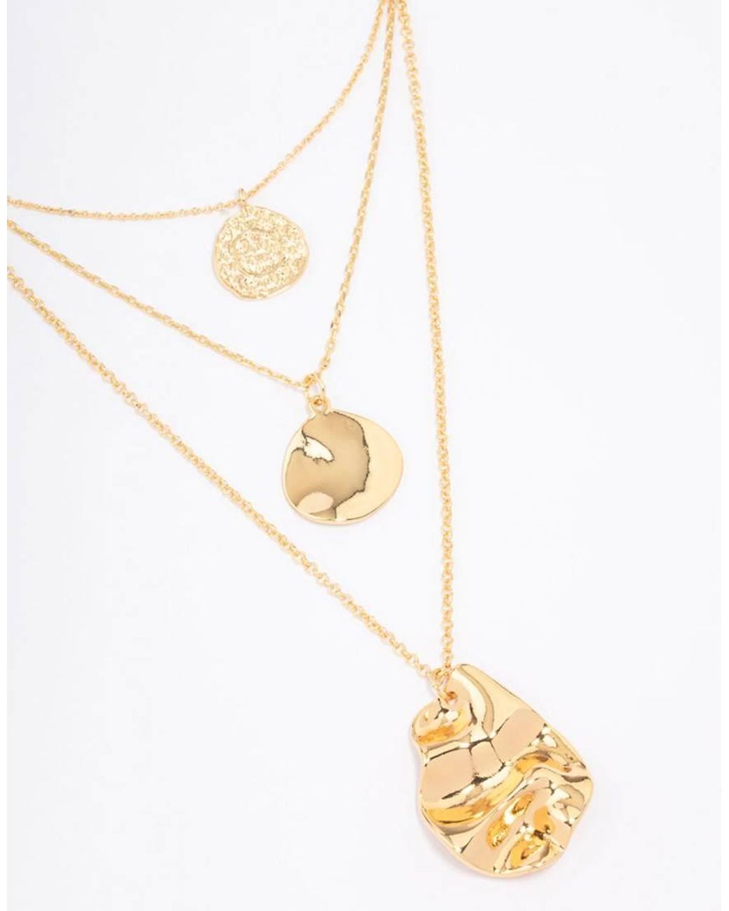 Lovisa White Plated Trio Layered Molten Disc Necklace