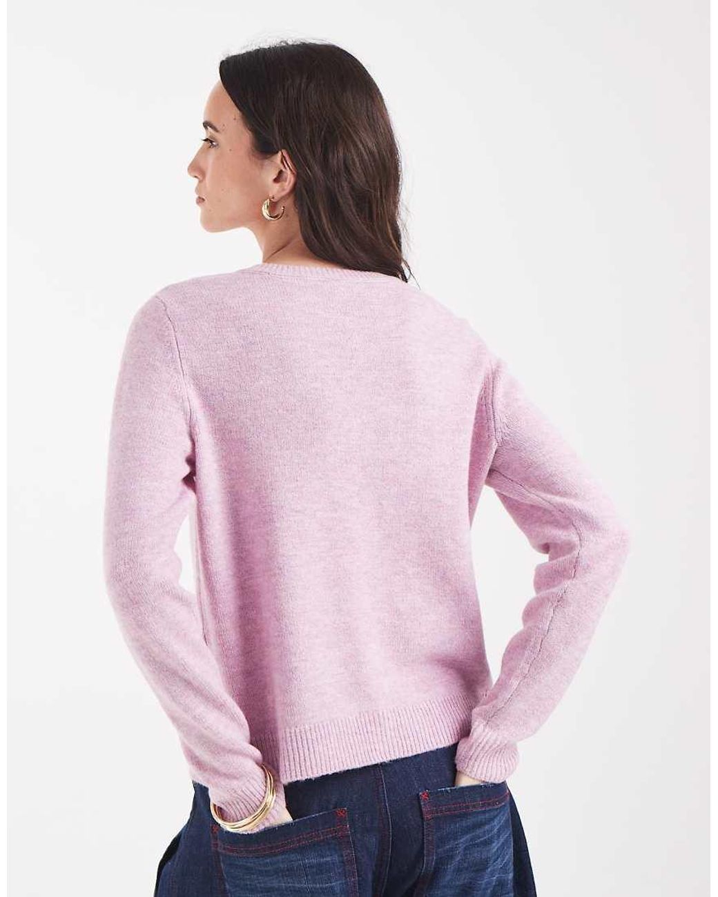 ONLY Red O-neck Knitted Cardigan