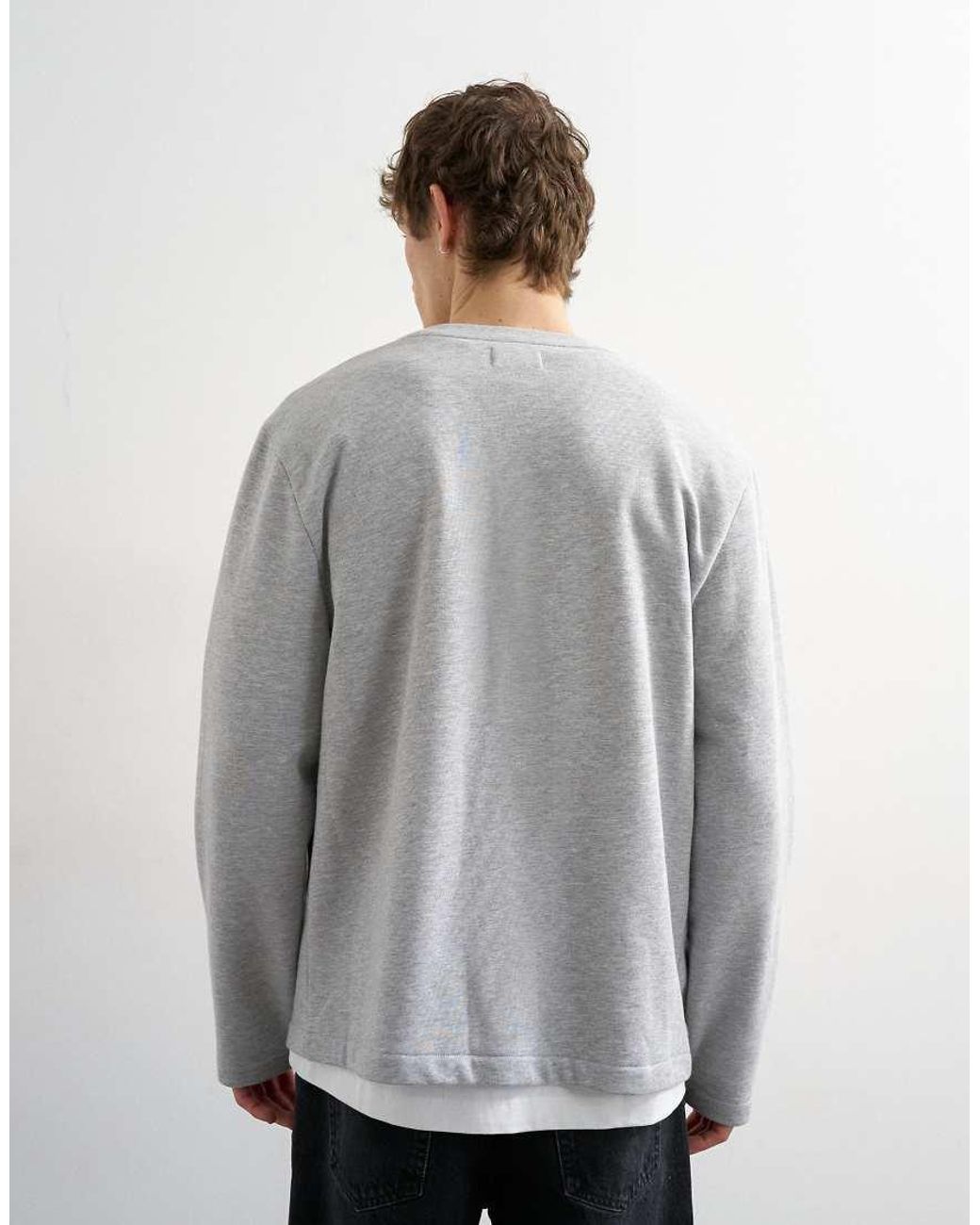 Topman Gray Oversized Fit Jersey Cardigan for men