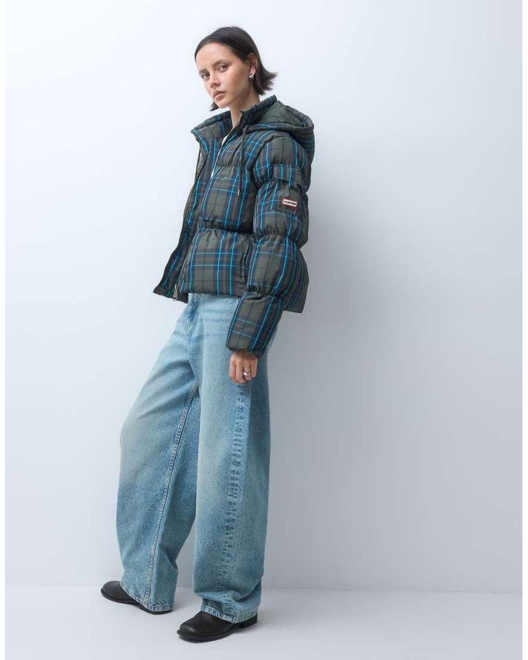 Hunter Blue Originals Tartan Puffer Jacket
