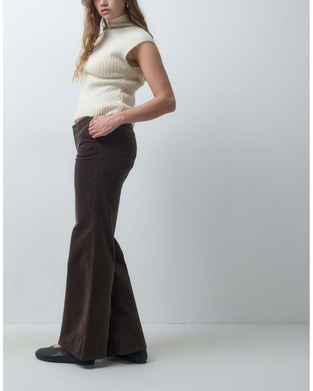 Mango Brown Teen Low Rise Cord Straight Jean