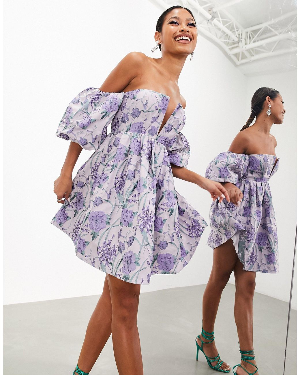Asos bardot tulle sale ruched mini dress