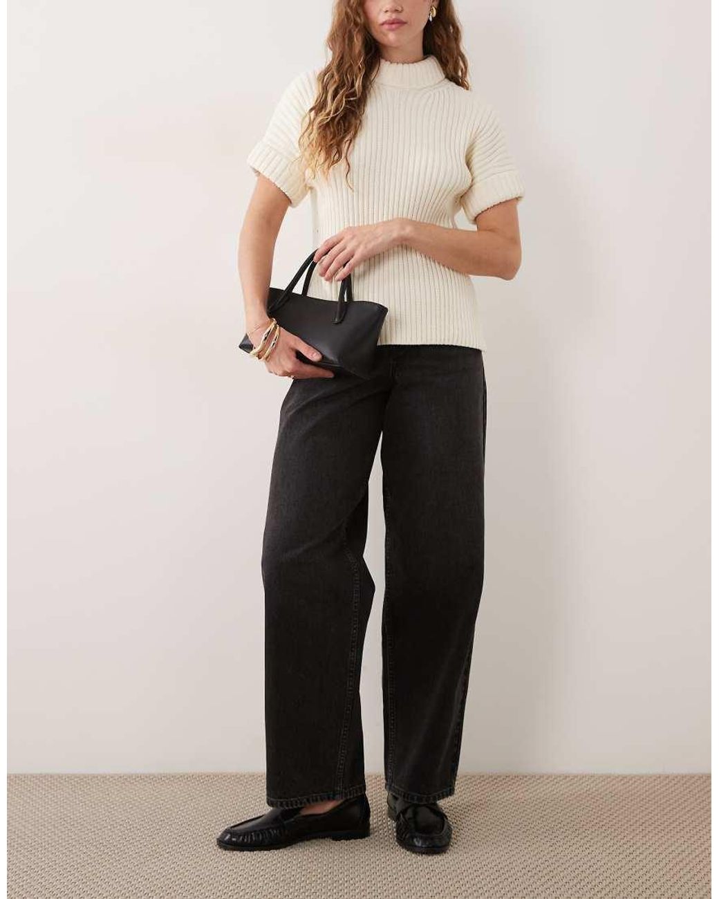 Miss Selfridge Red Mid Rise baggy Jeans