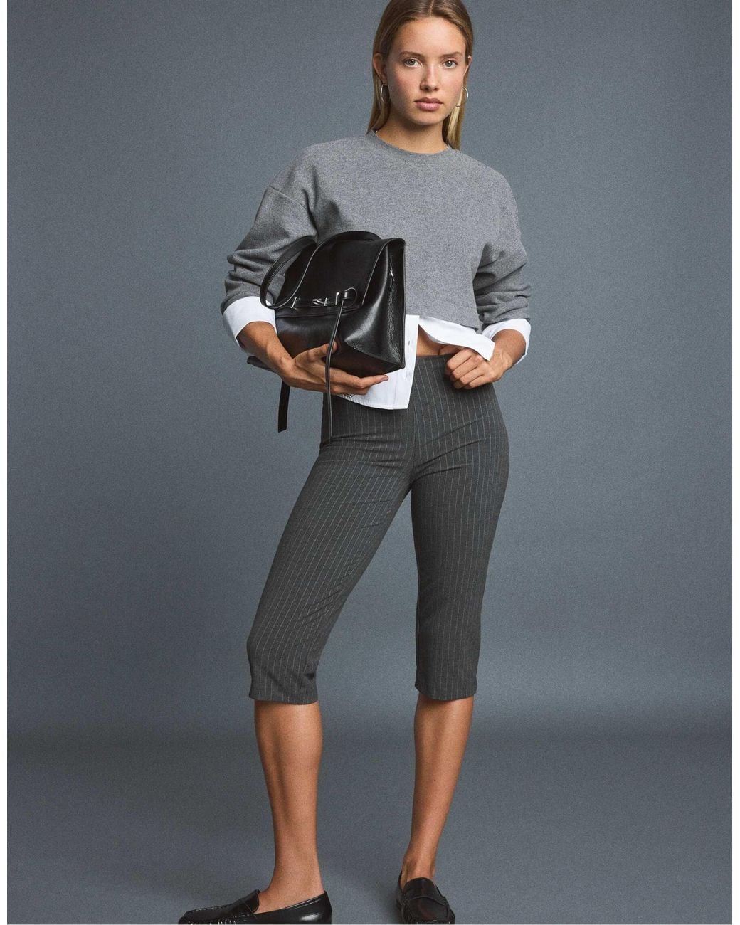 Stradivarius Gray Pullover aus materialmix