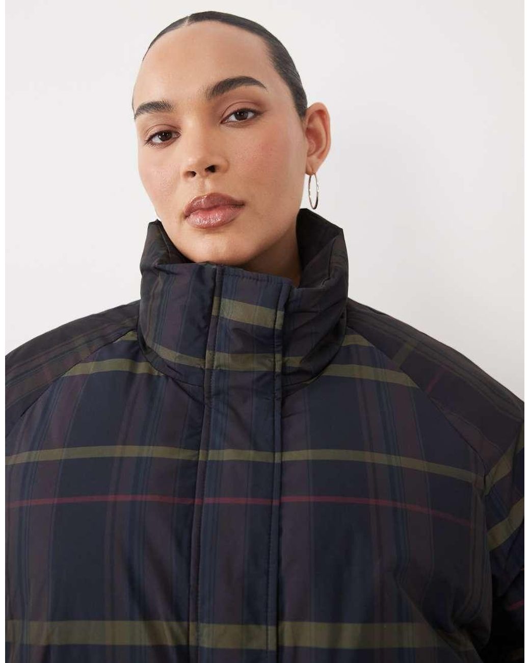 ASOS Blue Asos Design Curve Cape-detail Trench Coat With Check Liner