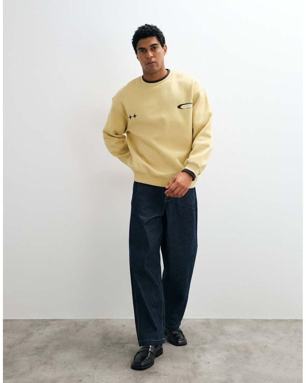 ASOS Natural Oversized Sweatshirt With Mock Double Layer for men