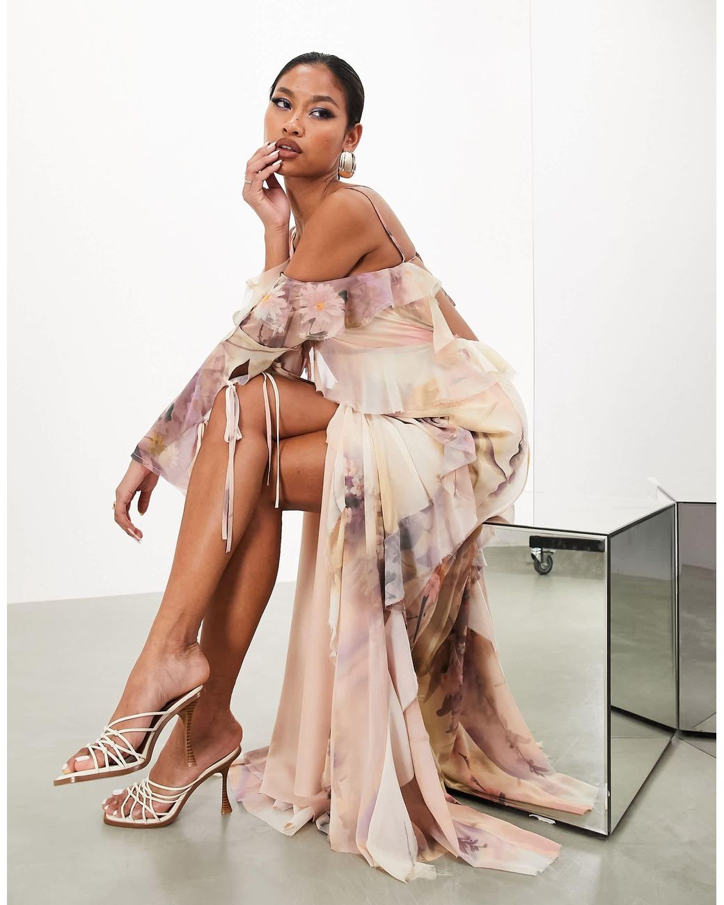 asos pink off shoulder dress ASOS Design - Drape Maxi Dress - Women - Polyester - S