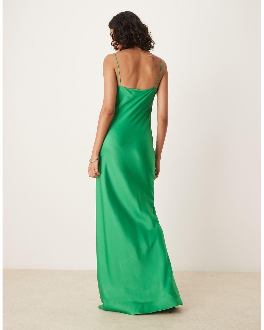 Mango Premium Strappy Cup Detail Maxi Dress in Green | Lyst