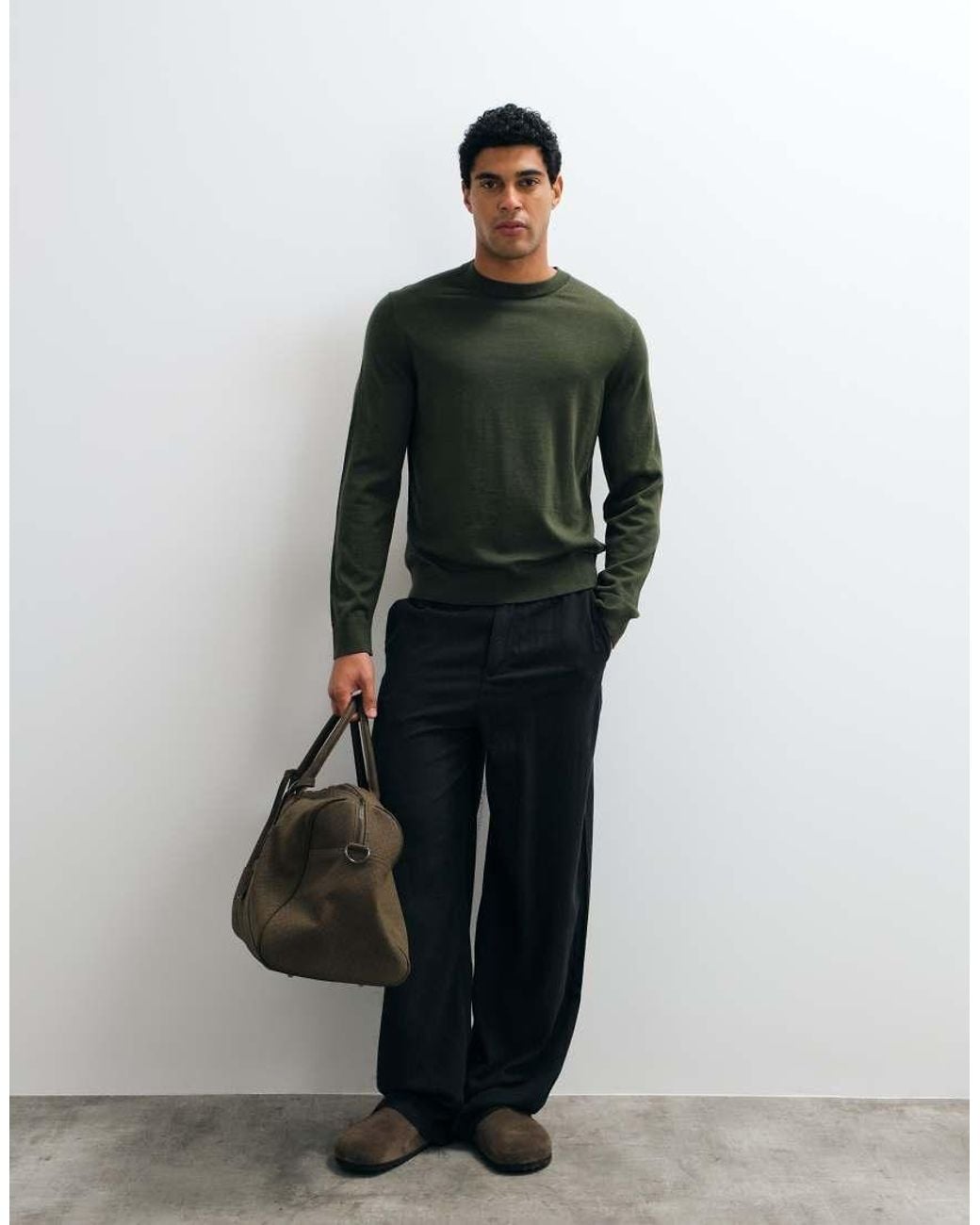 ARKET Green Merino Wool Crew Neck Jumper for men