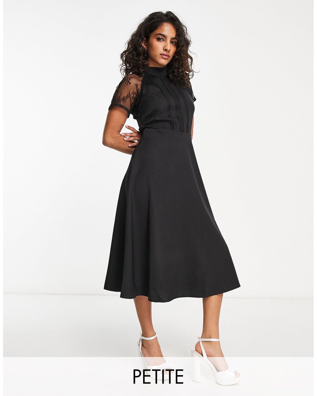 Lace detail midi dress hot sale