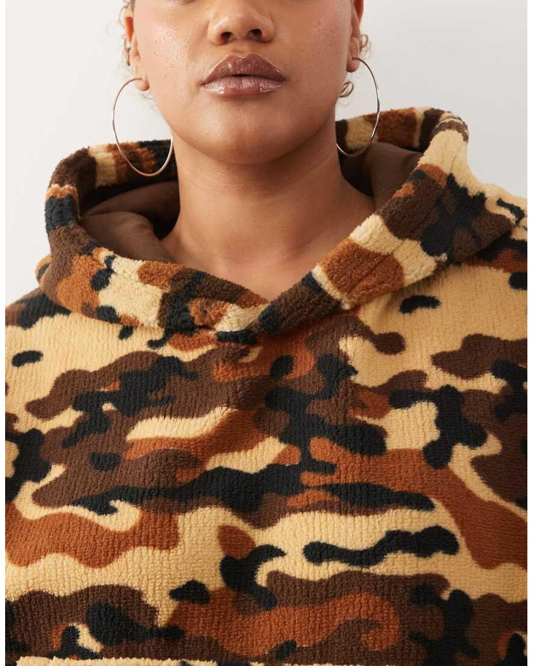 Collusion Brown Plus Camo Borg Hoodie