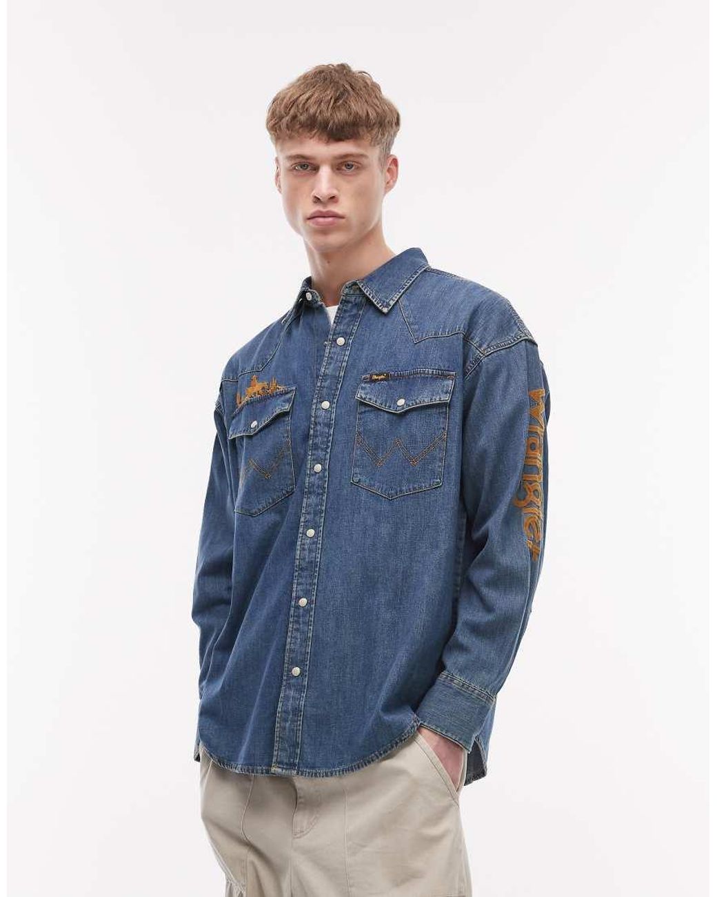 Wrangler Blue Western Shirt for men