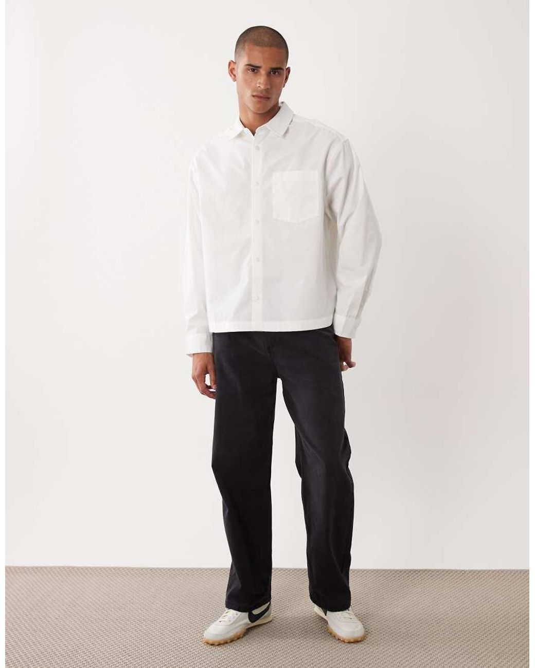 ASOS White Boxy Oversized Poplin Shirt for men