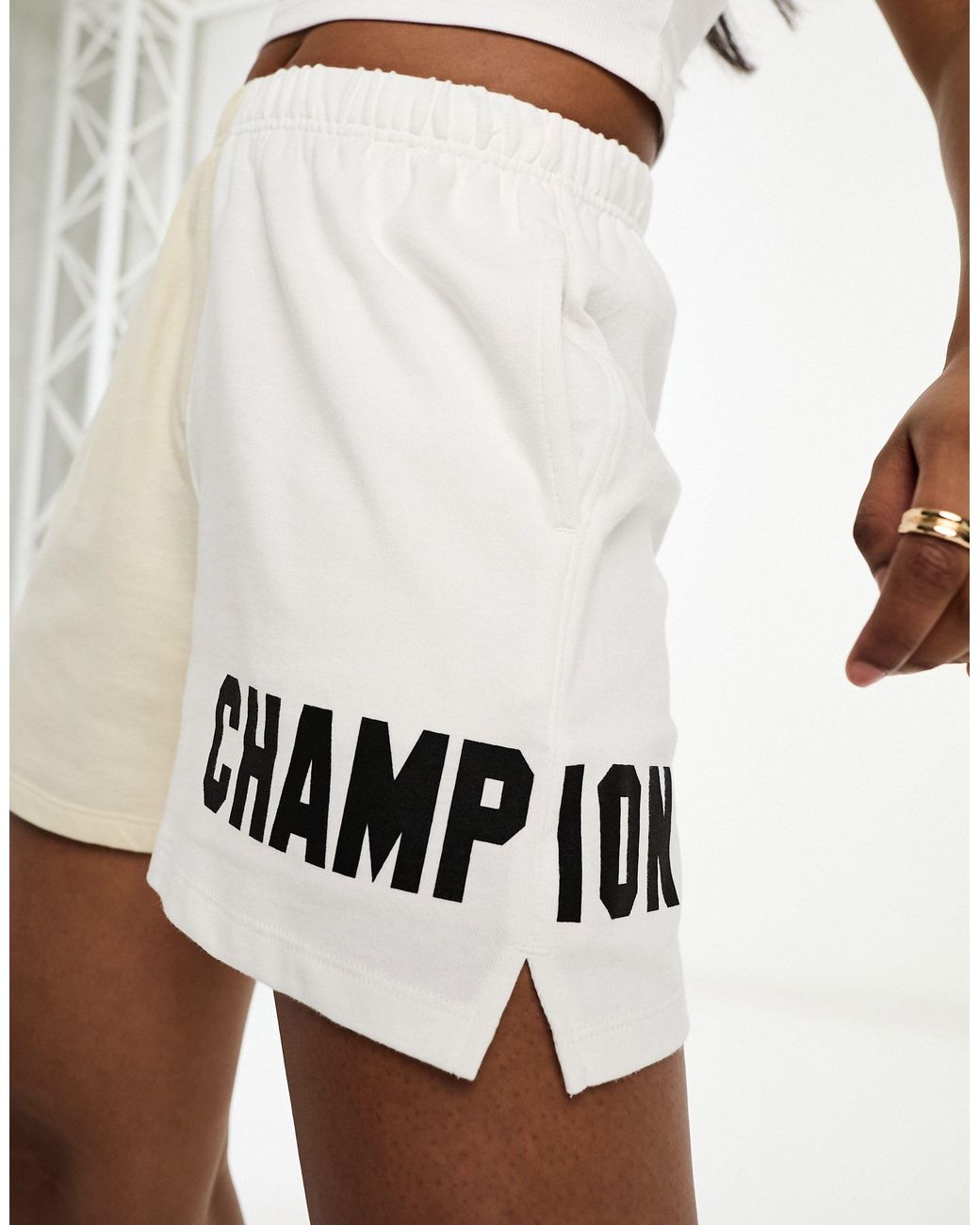 Champion High Waist Shorts in White Lyst UK
