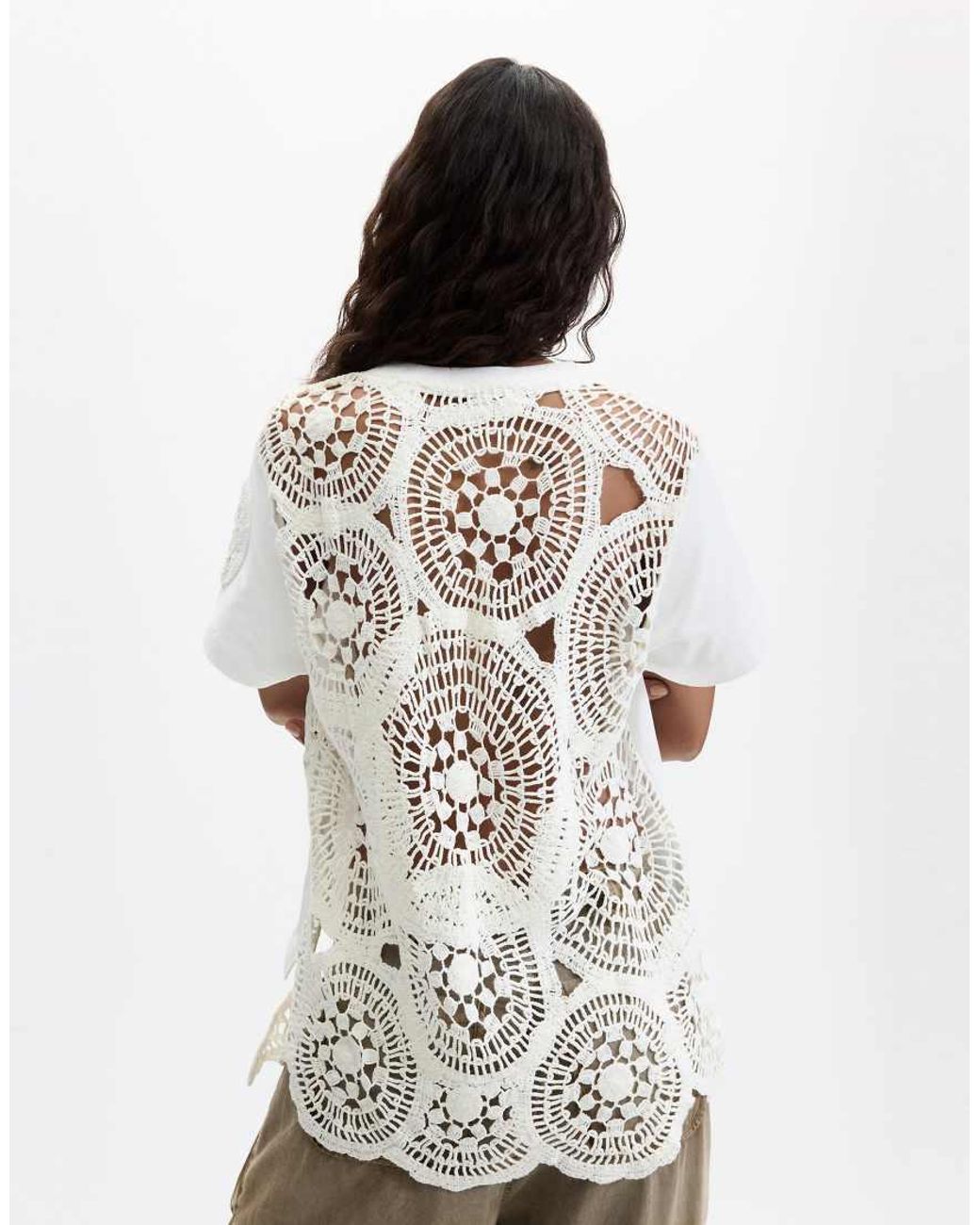 Desigual White Embroidered T-Shirt