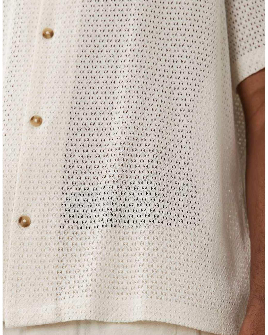 ASOS White Relaxed Revere Textured Shirt for men