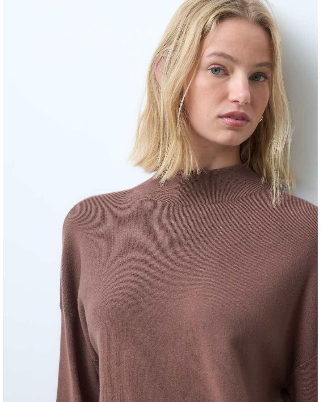 Vero Moda Brown Knitted Funnel Neck Mini Dress