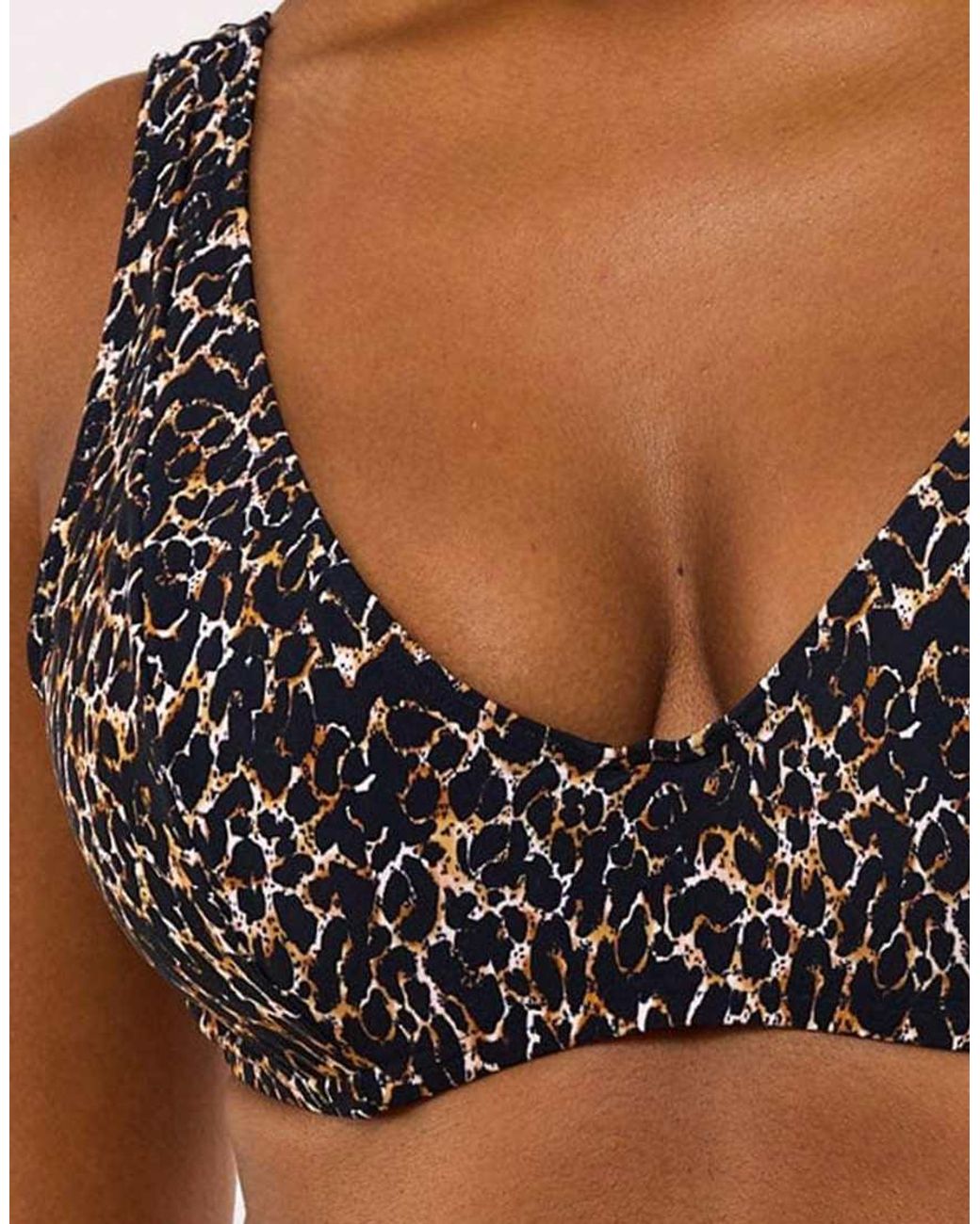 Wolf & Whistle Brown Juliet Leopard Print Mix & Match Fuller Bust Crop Bikini Top