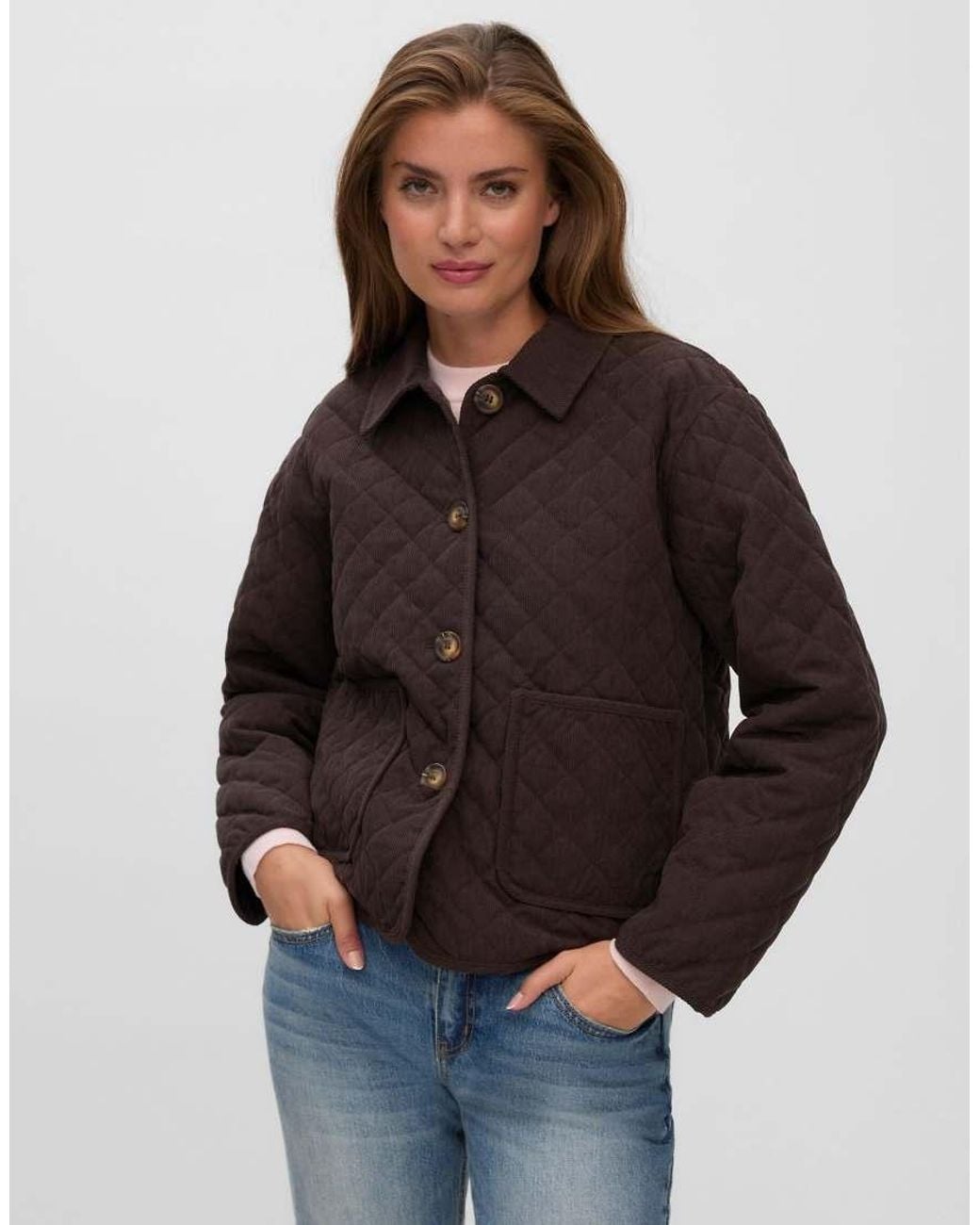 Vero Moda Blue Ara Quilted Spread Collar Jacket