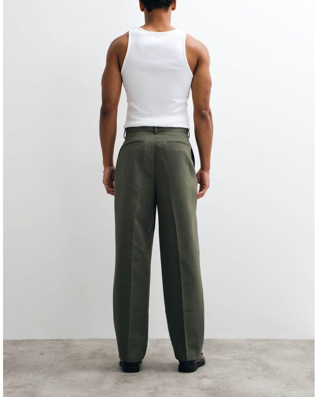 ASOS Green Tailored Pleated Wide Leg Pants for men