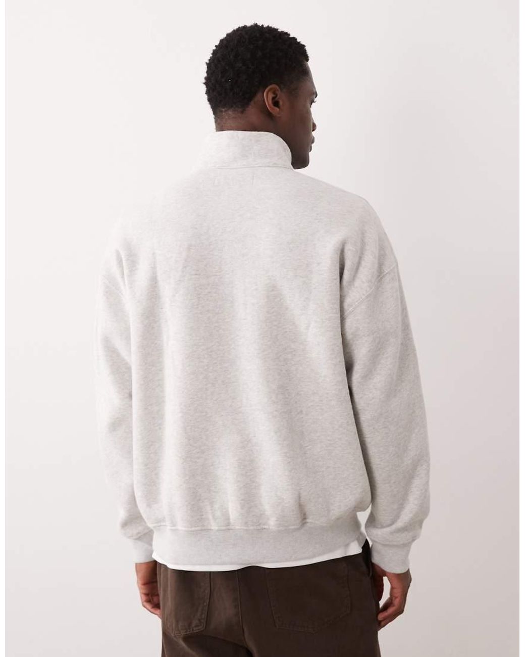 Abercrombie & Fitch White Premium Script Logo 1/4 Zip Sweat Top for men