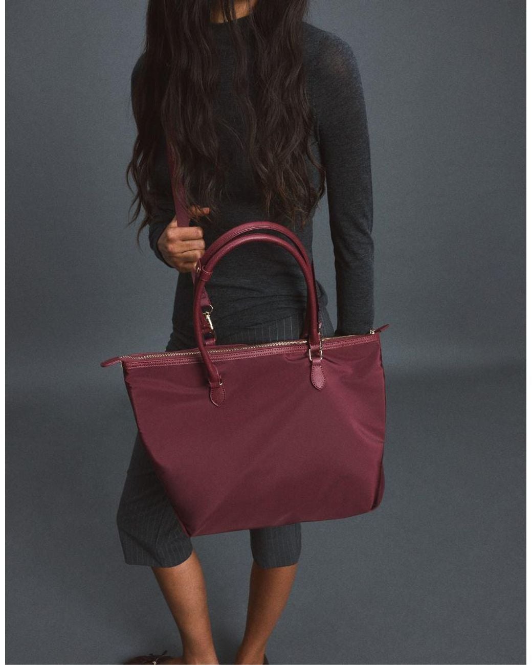 Stradivarius Red Contrast Crossbody Shopper Bag