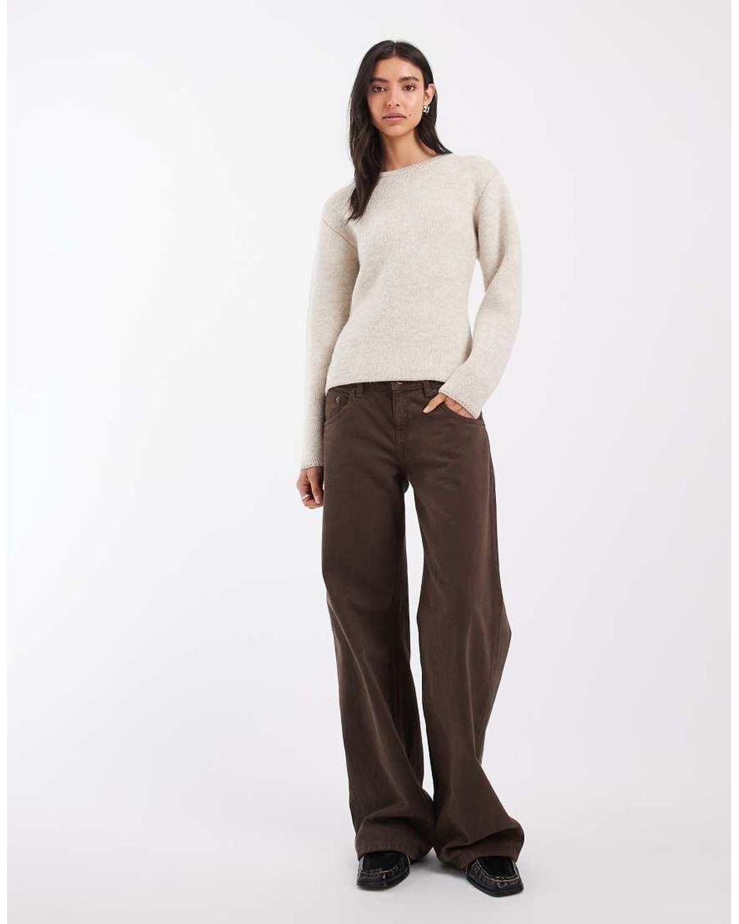 ASOS Natural Knitted Jumper With Fitted Waist