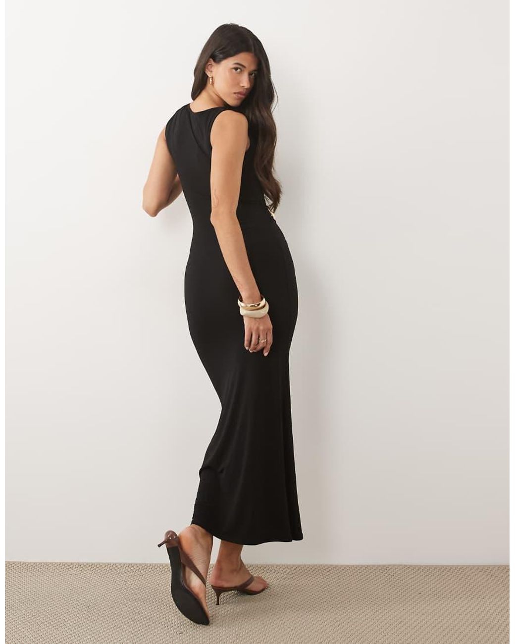 ASOS Black Twist Hardware Detail Midi Dress