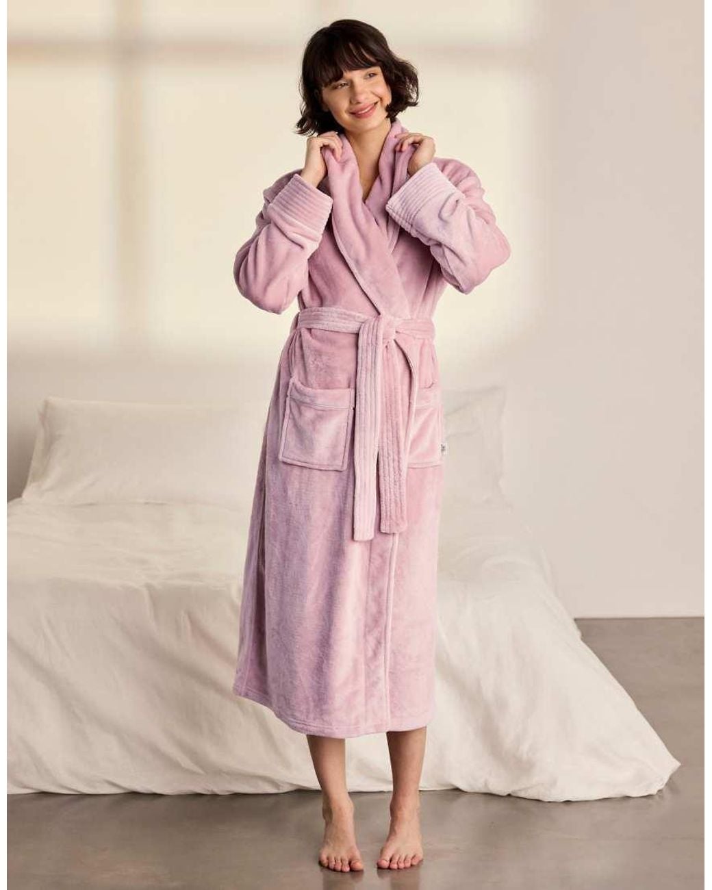 Chelsea Peers Pink Fleece Long Dressing Gown