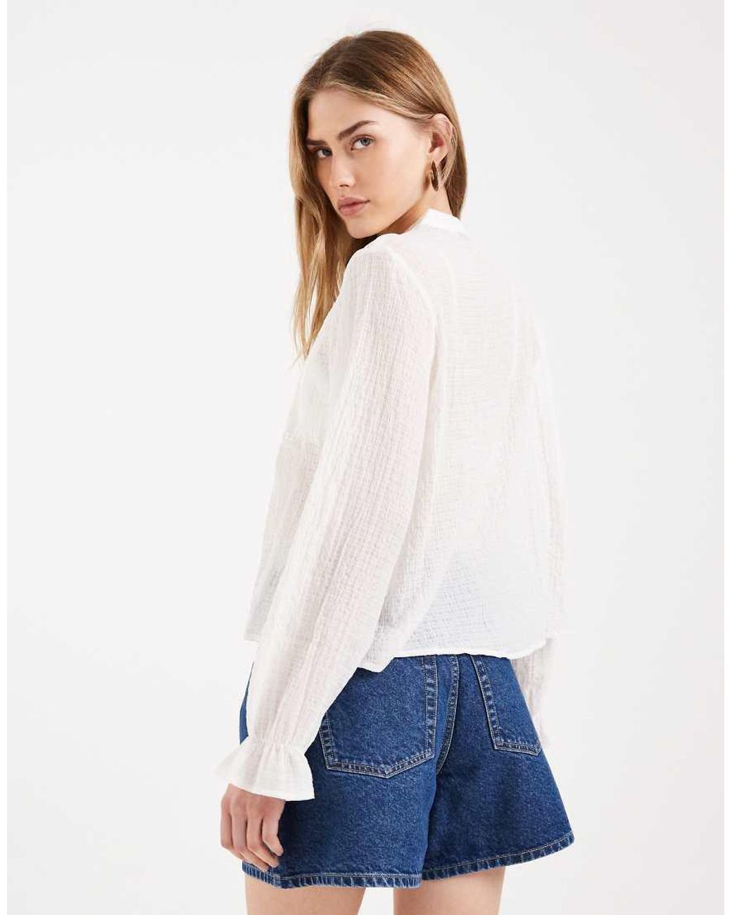 ONLY White Floral Embroidery Blouse