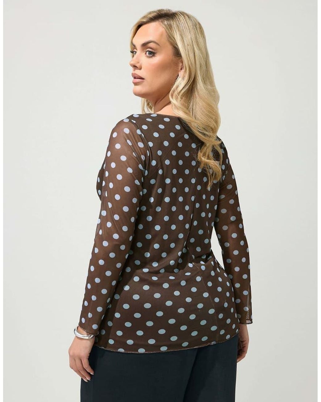 Yours Clothing Black Polka Dot Long Sleeve Top