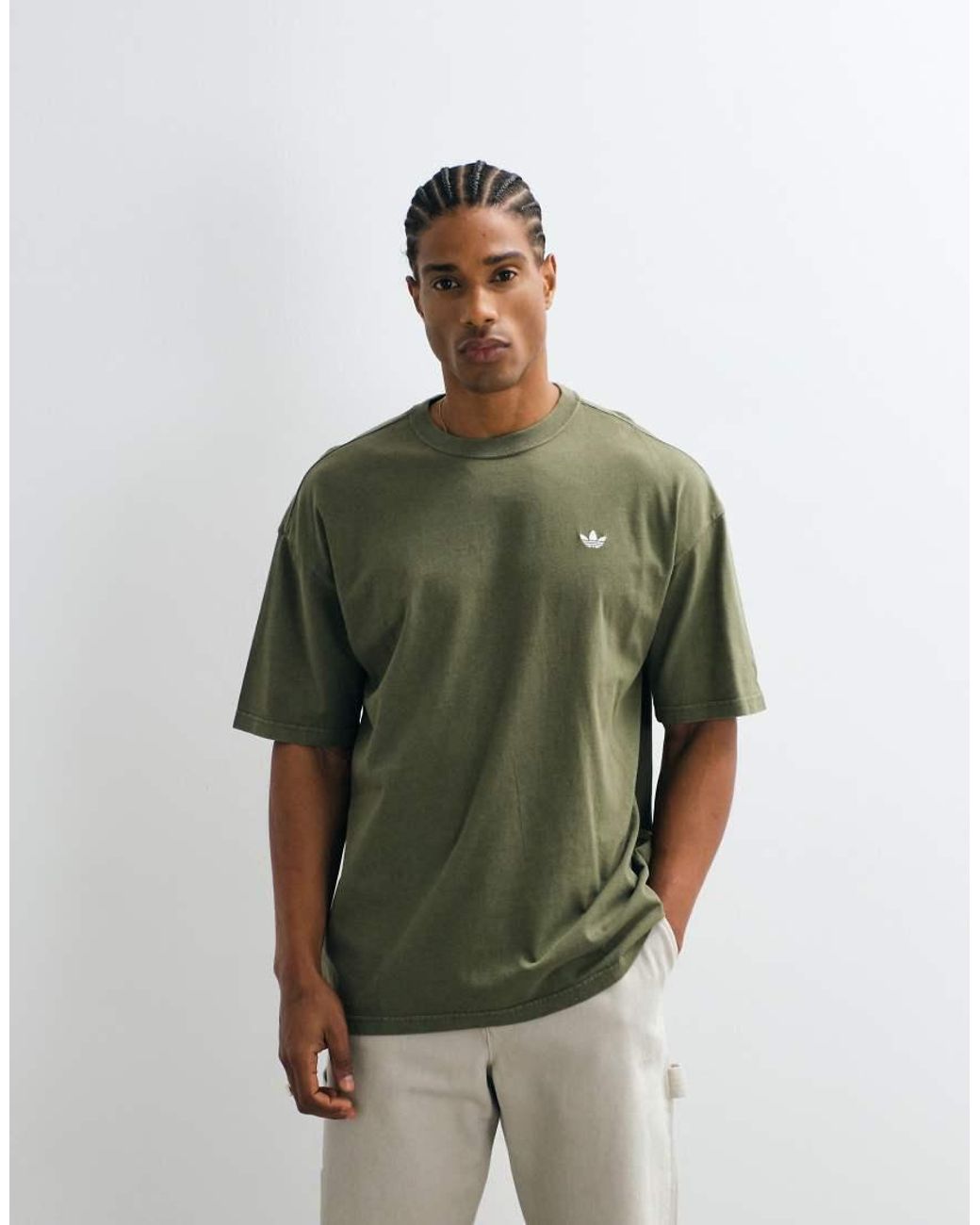 Adidas Originals Green Essential Loose Fit T-shirt for men