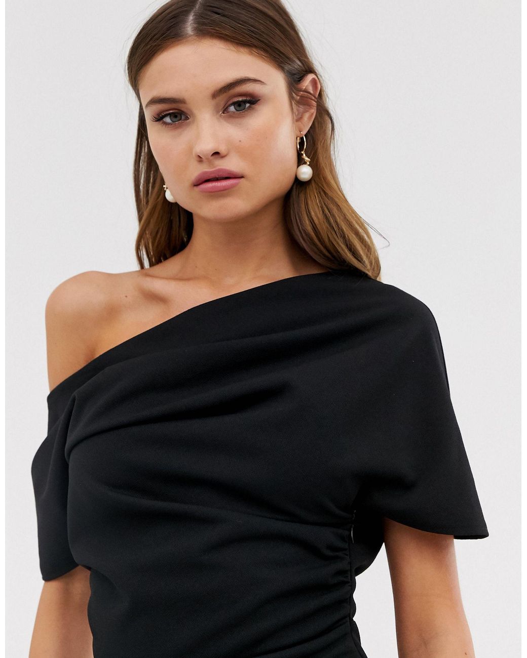 asos pleated shoulder pencil dress