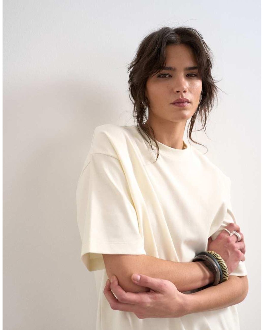 TOPSHOP White Premium Interlock Oversized Tee