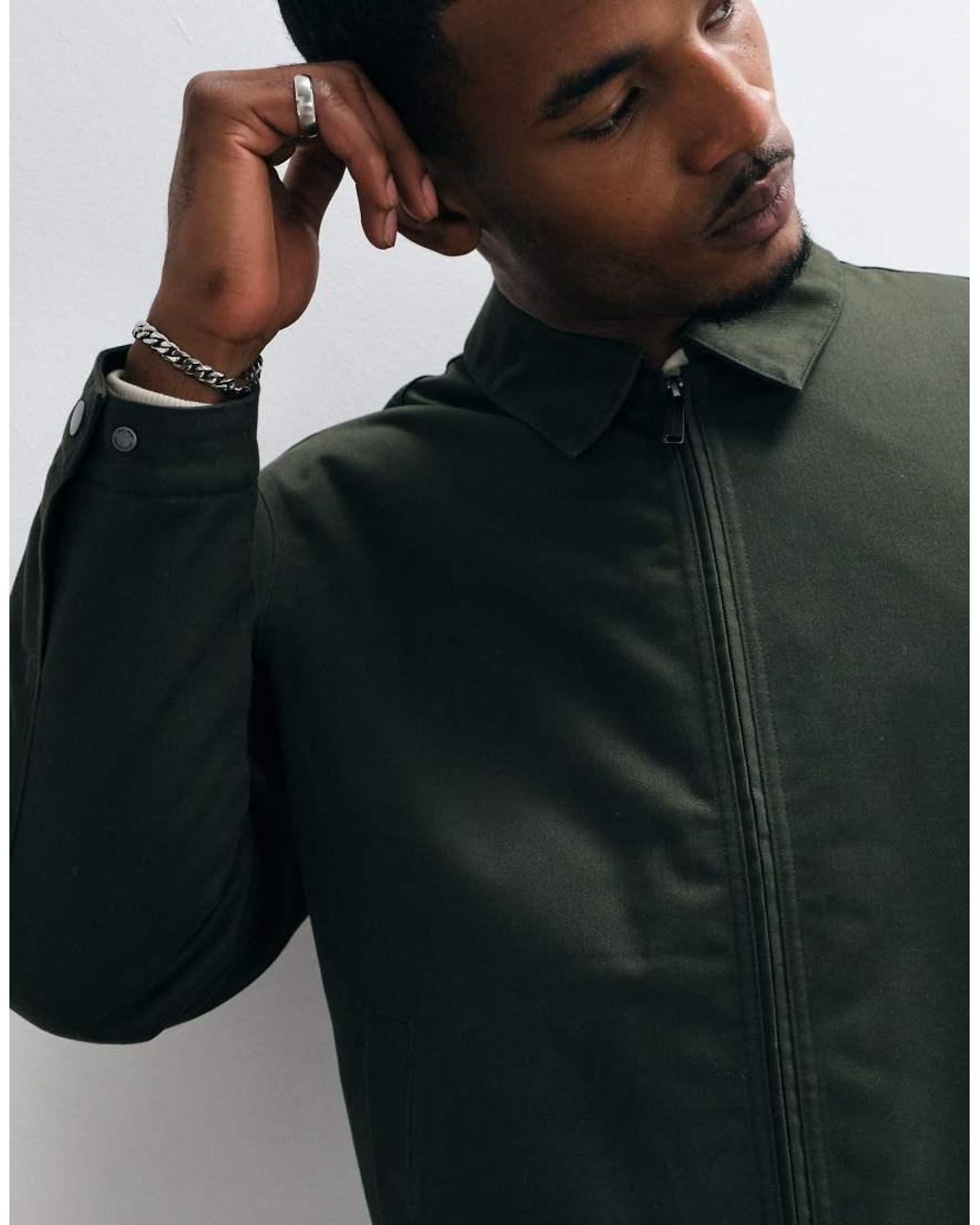 Jack & Jones Green Padded Worker Jacket for men