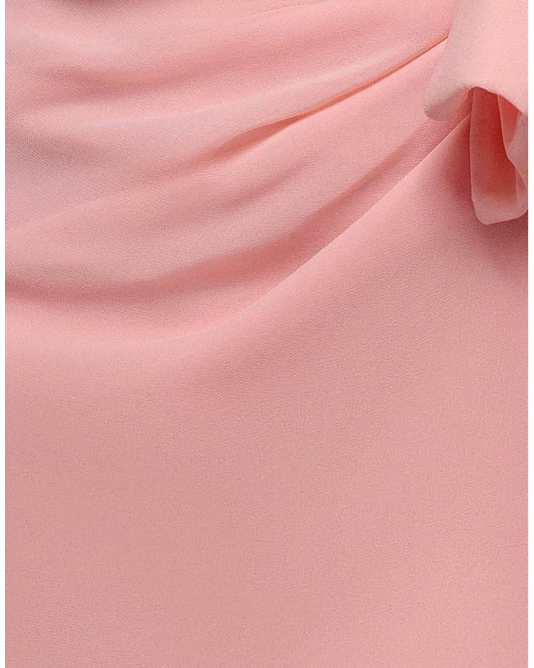 Goddiva Pink One Shoulder Cowl With Bow Detail Maxi Dress