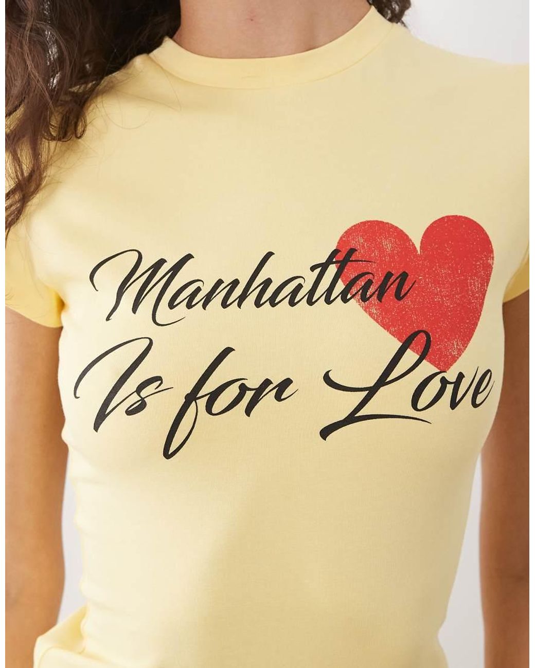 ASOS Green Short Sleeve T-shirt With Manhattan Love Graphic