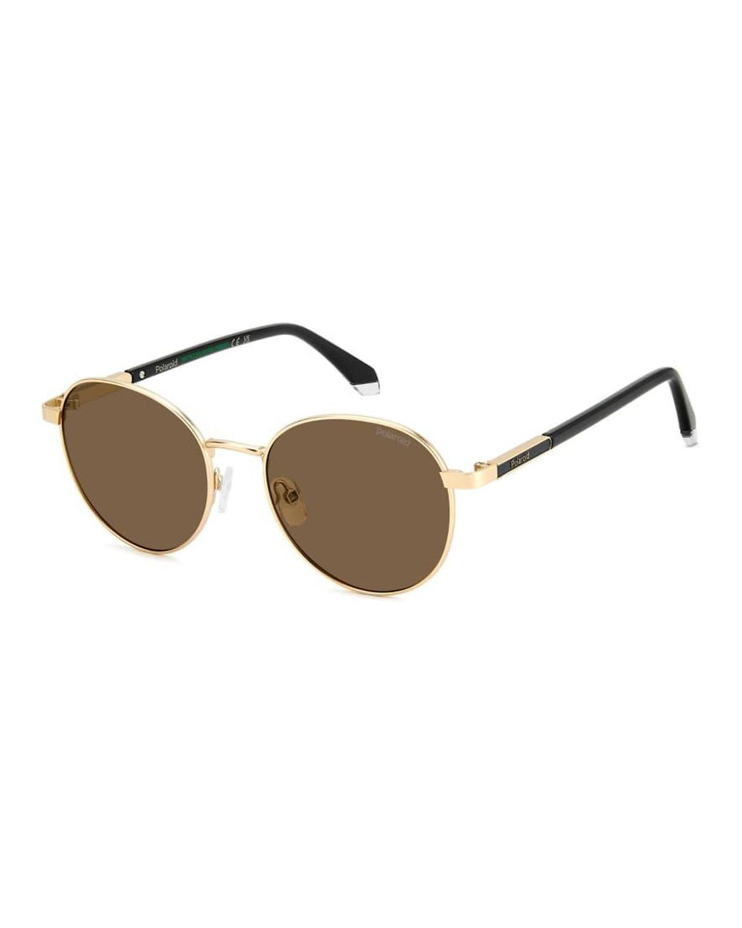 Polaroid Sunglasses Metallic Round Sunglasses With Bronze Polarized Lenses for men