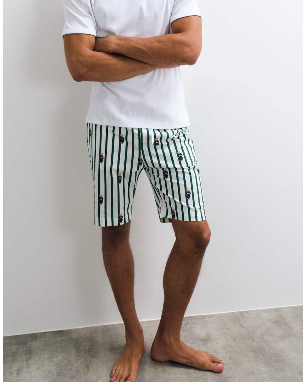 Polo Ralph Lauren White Sleep Shorts With All Over Logo for men