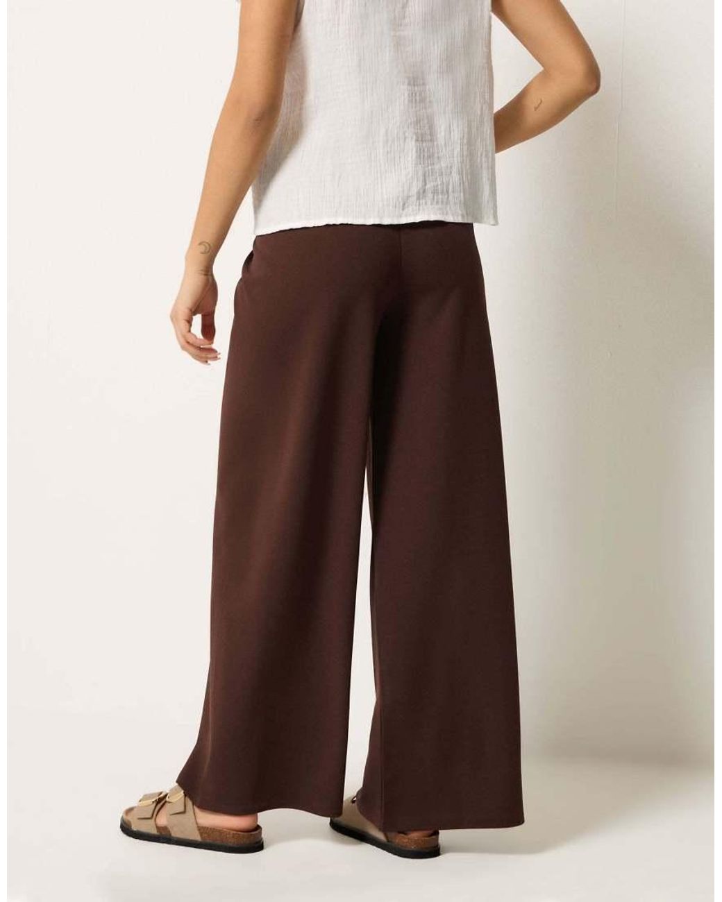 PixieGirl Brown Petite Wide Leg Trousers