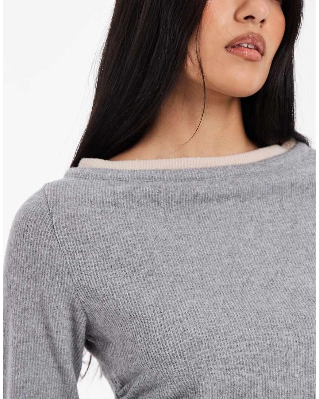 ASOS Gray Supersoft Double Layer Hitched Side Top