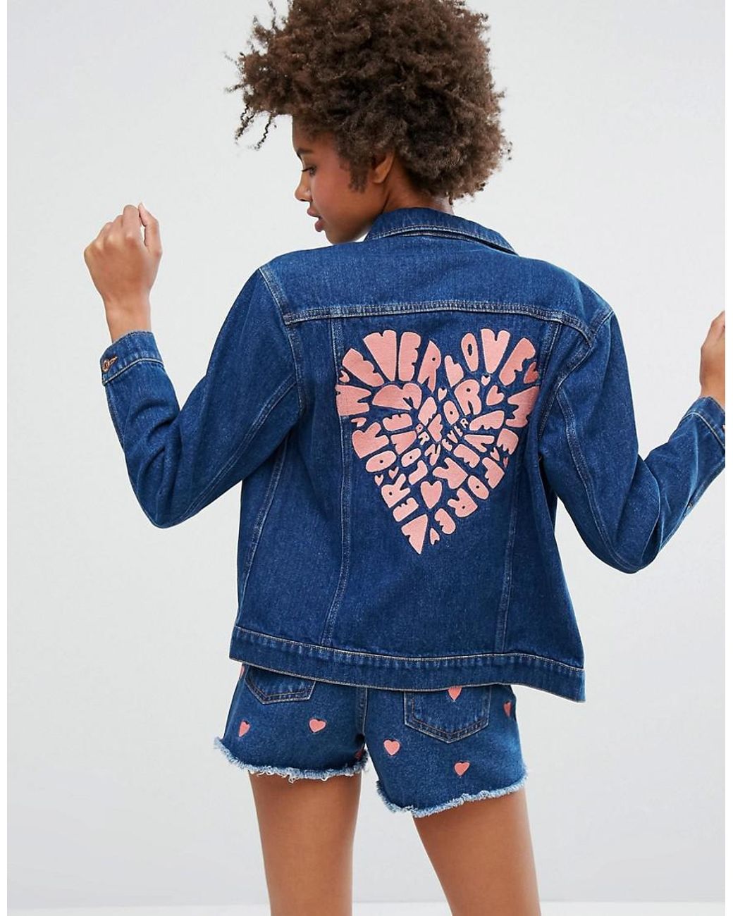 Monki Embroidered Heart Back Denim 