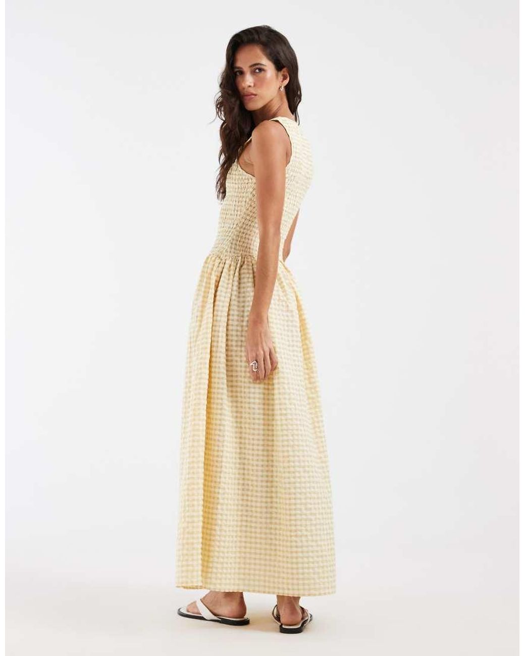 ASOS Natural Shirred Maxi Dress