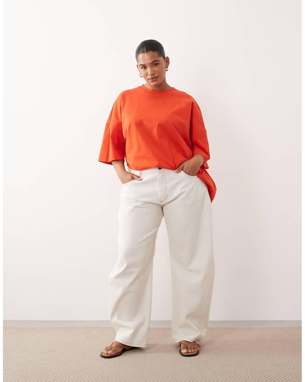ARRANGE Red Curve Cotton Oversized Premium Heavyweight Short Sleeve T-shirt