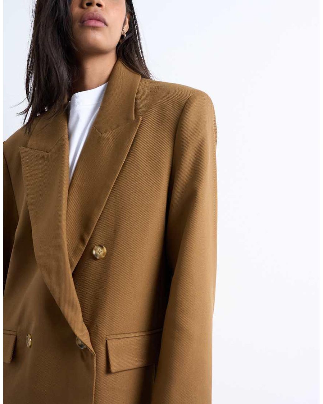 TOPSHOP Brown Chuck On Tailored 6 Button Formal Coat