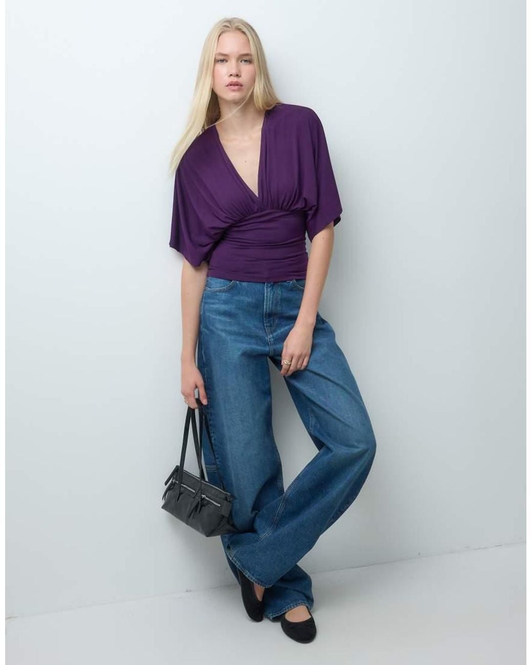 ASOS Purple Plunge Neck Batwing Top