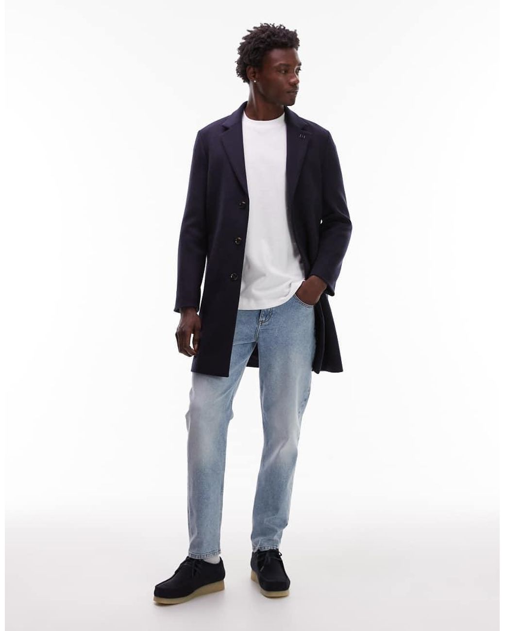 Tommy Hilfiger Blue Mid Length Wool Peacoat for men