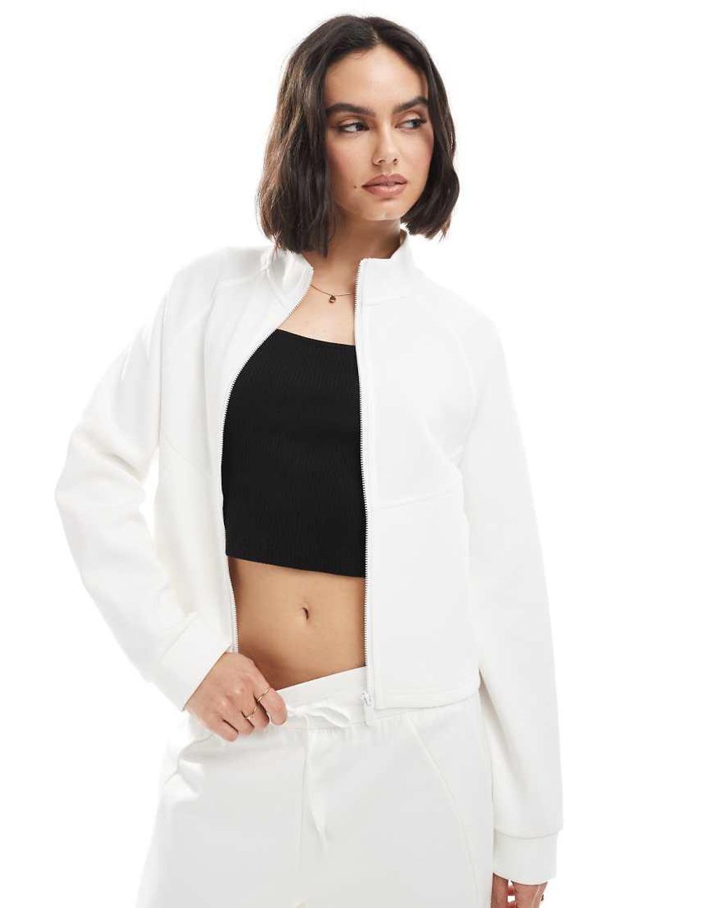 agon® White Zip-Up Sports Jacket