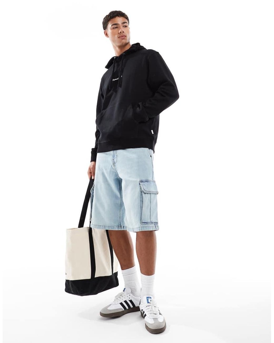 Jack & Jones Black Oversize Hoodie With Embroidered Logo for men